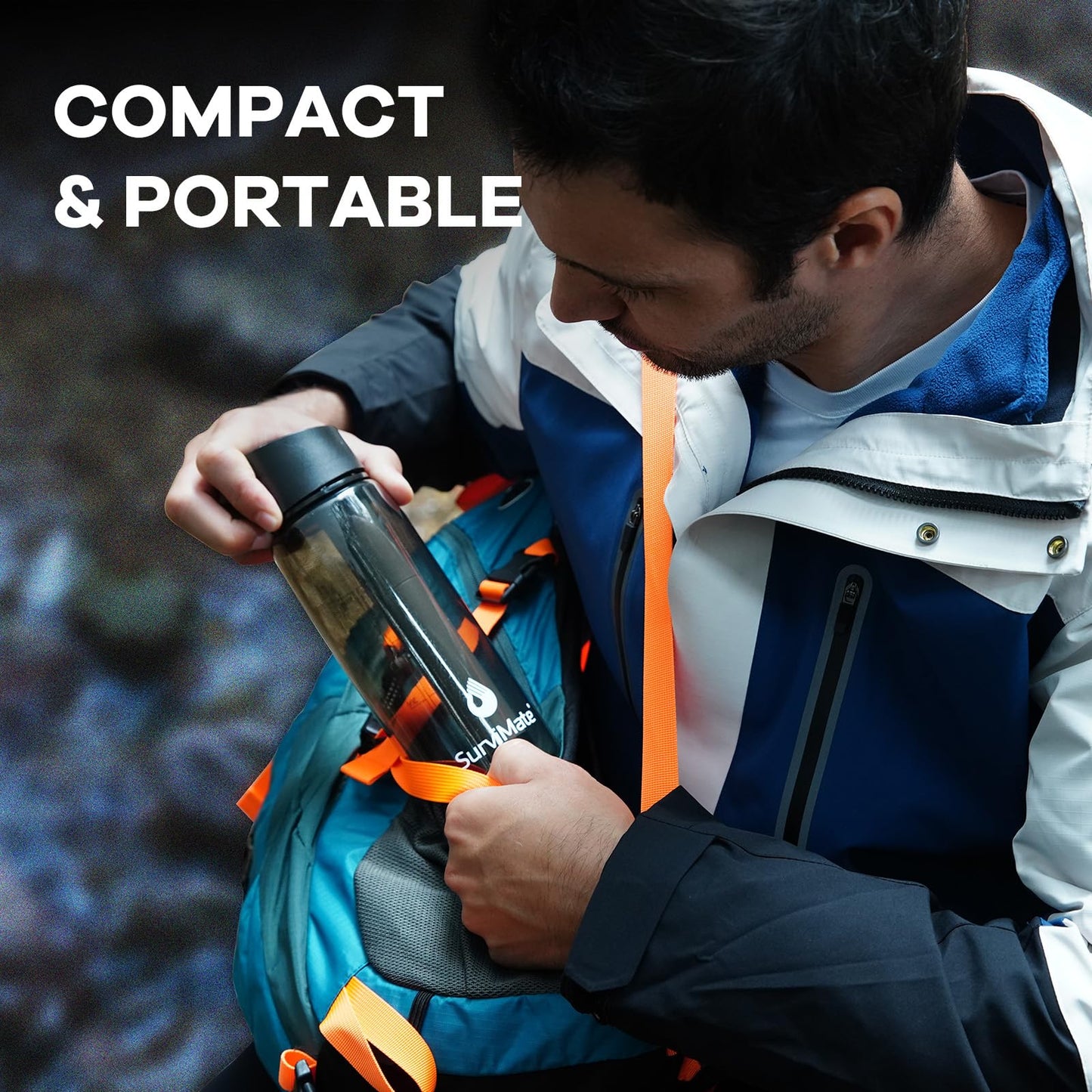 Survimate 5-Stage 0.01μm Ultra-Filtration Filtered Water Bottle, BPA-Free Material, NSF/ANSI 42