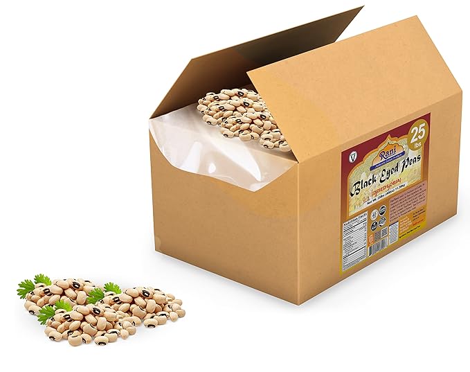 Rani Black Eyed Peas, Dried Cowpeas (Lobhia) 400oz (25lbs) 11.36kg Bulk Box ~ All Natural | Vegan | Kosher | Gluten Friendly | Product of USA