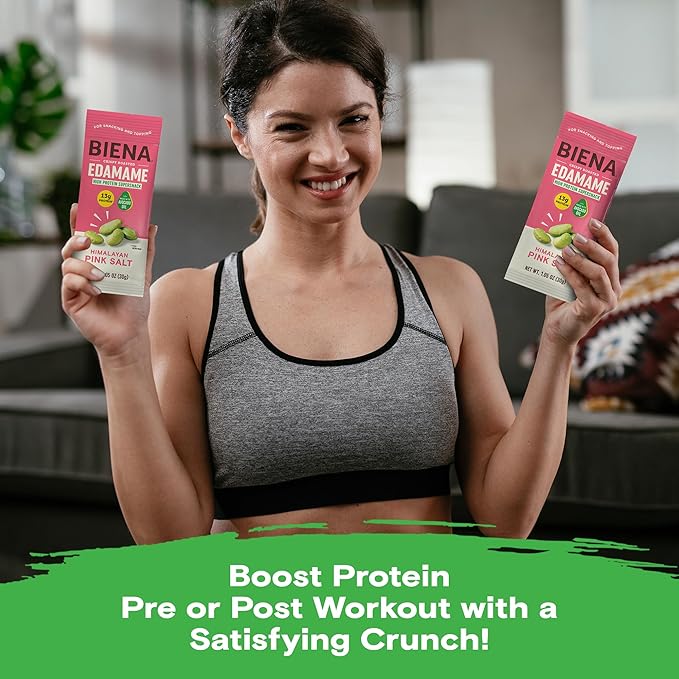 Biena Crispy Roasted Edamame Beans Snack ??High Protein Low Carb Snack for Adults & Kids, 13g Protein per Serving - Made w/Avocado Oil ??Vegan, Gluten-Free ??10-Pack, 1.05oz Bags, Himalayan Pink Salt