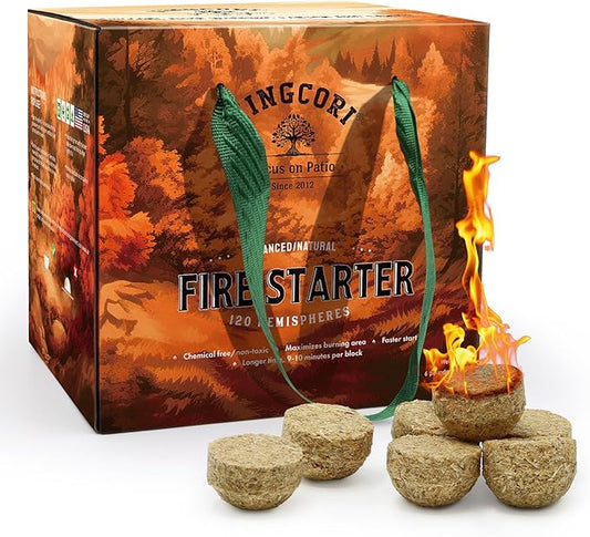 Fire Starters 120pcs Hemispheres Charcoal Starters Squares For BBQ Grill Fireplace Campfires Smoke Wood Stoves Fire Pit Chimney Waterproof All Weather Indoor Outdoor Camping Accessories