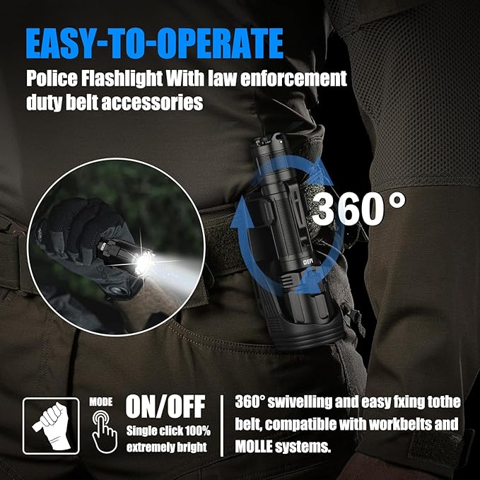 M30 Tactical Flashlight-3300 High Lumen Duty Belt Flashlight for Law Enforcement,Police EDC Flashlights with Holster Tactical Gear