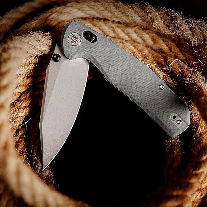 Axis Knives, EDC Folding Knife for Men, Pocket Knife with Clipï¼?.34??14C28N Steel,Thumb Stud Blade,Grey G10 Handle.Outdoor Camping Tool，Hornet-03G