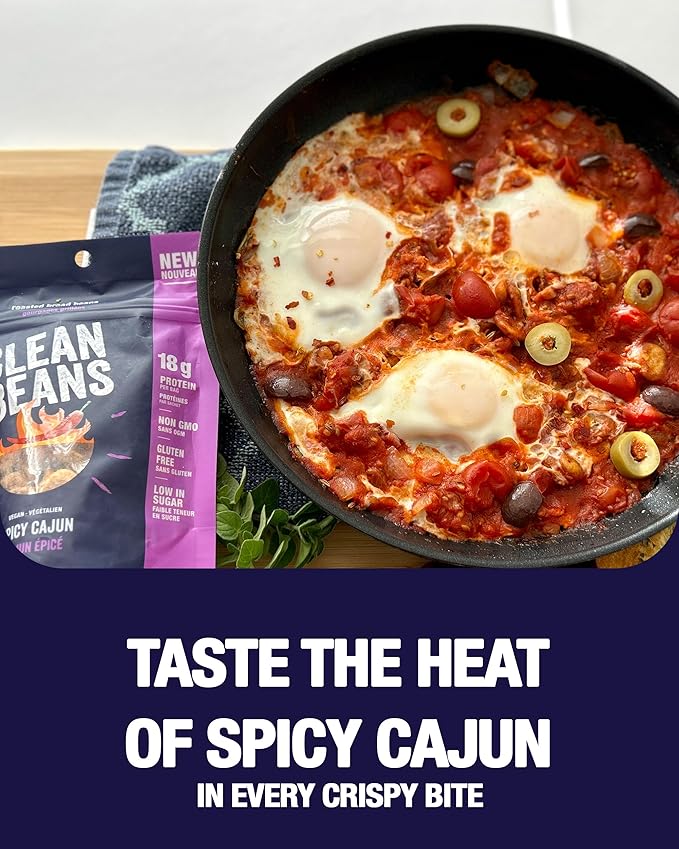 Clean Beans Broad Fava Beans Snack - Spicy Cajun Flavor, 6g Protein, Low Sugar, Non-GMO, Non-Gluten - On The Go Office Snack - Nutraphase, 85g x 6-Count