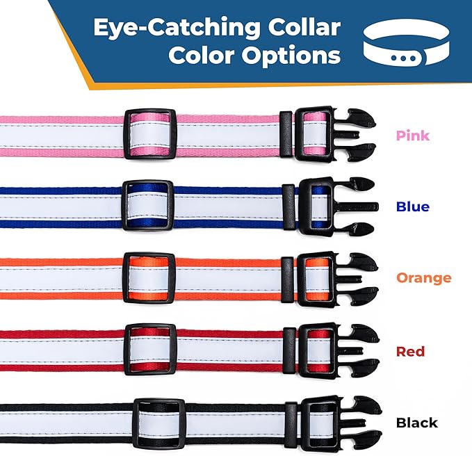 GoTags Reflective Personalized Dog Collar, Custom Embroidered with Pet Name and Phone Number in Black for Boy and Girl Dogs, 3 Adjustable Sizes, Small, Medium, and Large