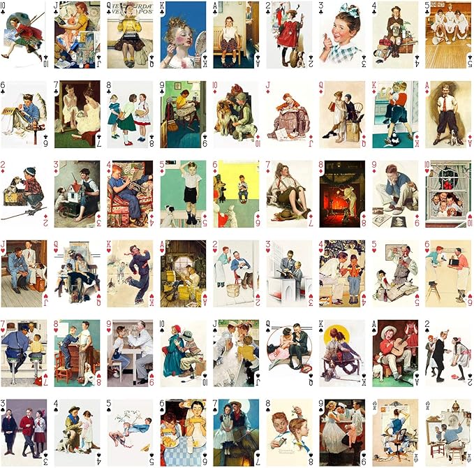 Norman Rockwell Playing Cards (Poker Deck 54 Cards All Different) Vintage Retro Magazine Illustrations