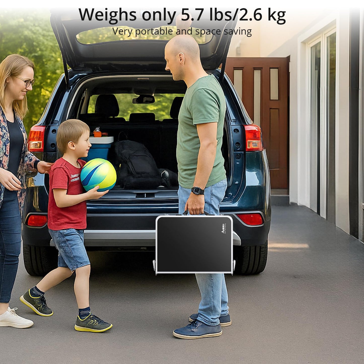 Anbte Folding Camping Table, 24"X 16" Adjustable Height Small Folding Table