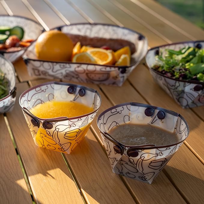 Collapsible Bowl Set of 12 Pieces, Portable Food Grade Camping Plates Tableware, Plastic Folding Bowls For Outdoor Family Travel Picnic(3.7 * 2.7 * 3in)