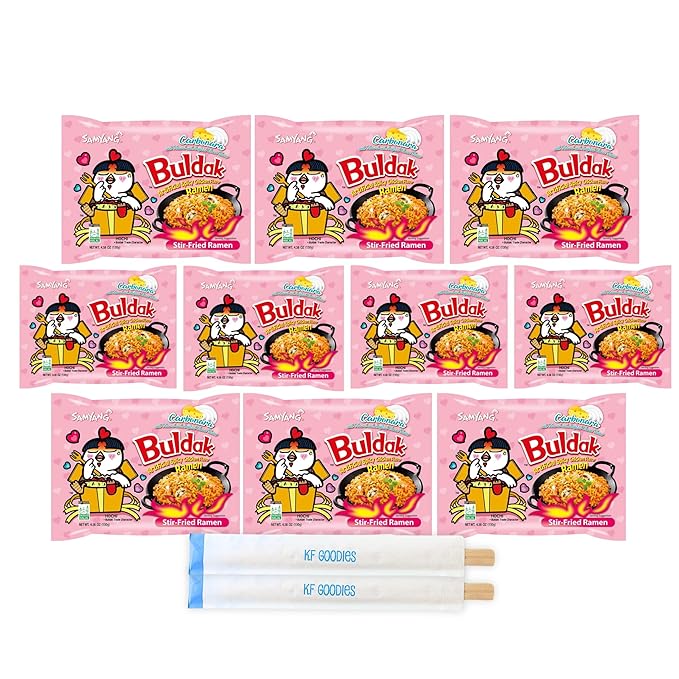 KF GOODIES Korean Ramen Variety Pack Gift Box (40 Count) – Spicy Buldak Noodle Assortment for Birthdays, College Care Packages, Office Snacks, and Gift Baskets
