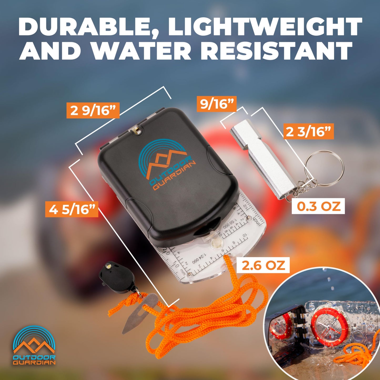 Outdoor Guardian Pathfinder Sighting Compass - Precise Navigation, Hiking and Orienteering Mirror
