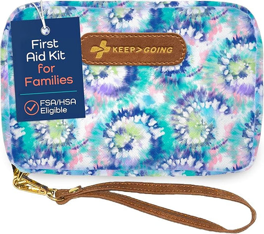 KeepGoing Travel First Aid Kit for Kids ??130 Pc. for Car, Home, Purse, Diaper Bag & Backpack with Latex-Free Bandages - Mini First Aid Kit Travel Size TSA-Approved