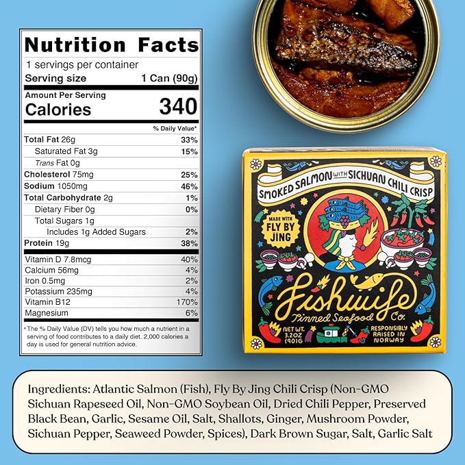Fishwife Spicy Hot Trio (FBJ Salmon, Mackerel, Sardines with Hot Pepper) 3-Pack | Gluten Free, High Protein, Omega-3s | Wild-Caught and Hand-Packed