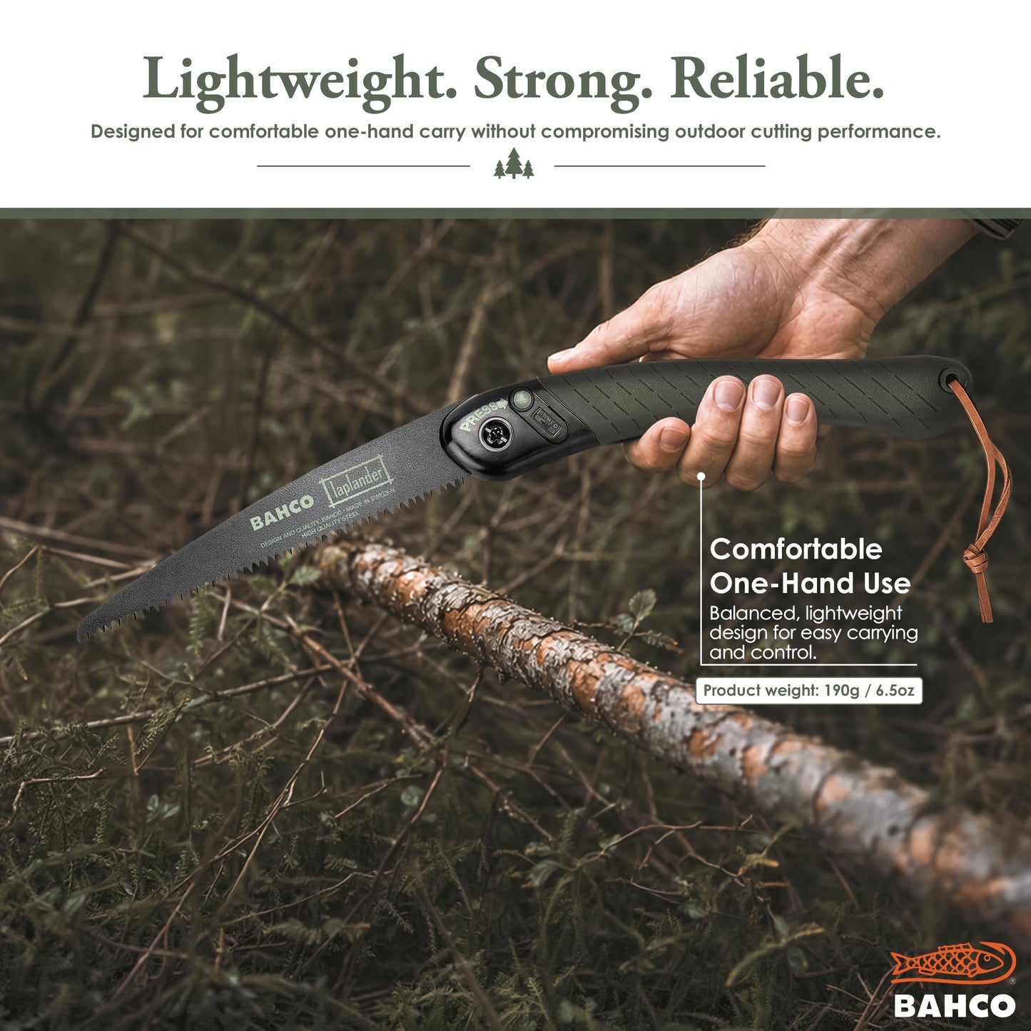 Bahco BAH396LAP Laplander Folding Saw, 7-1/2" Blade, Ergo Grip, Green