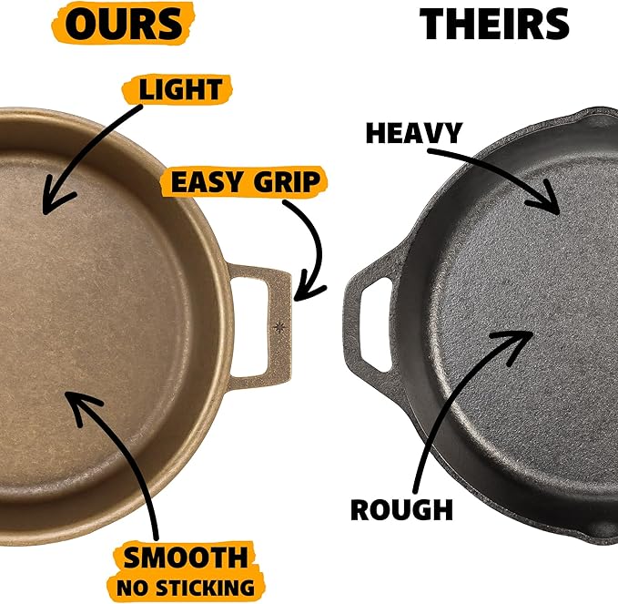 Stargazer 13.5-Inch Cast Iron Skillet | Made in USA, Seasoned, Premium Frying Pan for Grilling, Searing, Baking & More ??Durable Cast Iron with Smooth Cooking Surface