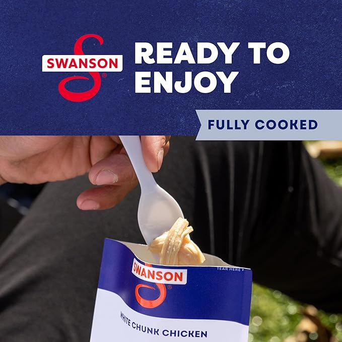 Swanson Lemon and Coarse Ground Pepper White Chunk Cooked Chicken, Ready to Eat, On-the-Go Meals, 2.6 oz Pouch (Case of 12)