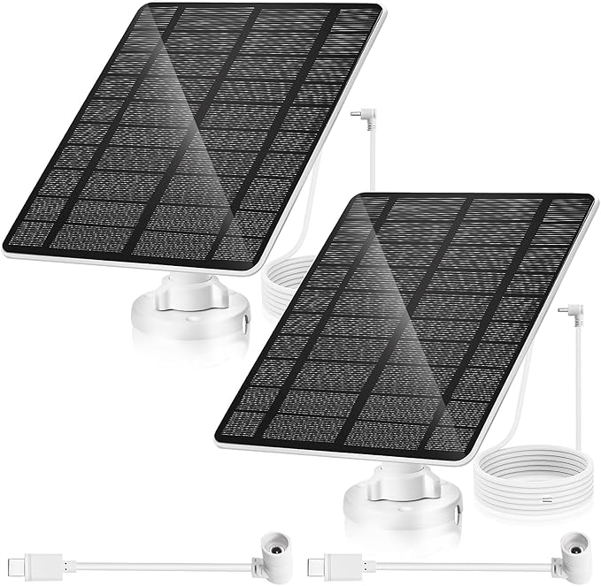 5W Solar Panel Compatible Ring Camera, with 13ft Cable, for Spotlight Cam Plus/Pro (Battery) Stick Up Cam/Pro Spotlight Cam Battery, IP66 Waterproof with Type-C to DC Adapter -2Pack