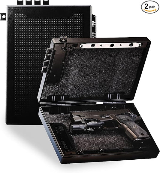 STOPBOX Gun Safe Alternative - Tactical Handgun Storage, Instant Access Portable Gun Case, TSA Compliant Gun Lock Box for Quick Handgun Access | Black - 2PK (Full-Size Only)