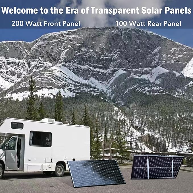 JJN Bifacial 400 Watt Solar Panel 12V 10BB Monocrystalline Solar Panels High Efficiency Solar Module for RV Home Farm Trailer Camper Marine Off Grid System(2 PCS 200 Watt)