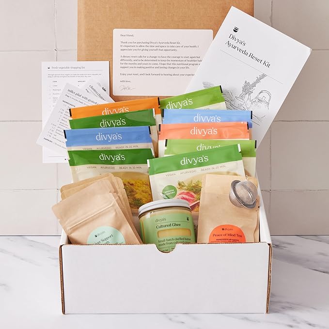 Divya's Ayurveda 3 Day Reset Kit - Easy to Prepare Plant-Based One-Pot Meals, Special Teas & Broths Blends for Gentle Nutritional Cleanse & Detox, Non-GMO, Gluten Free, Organic