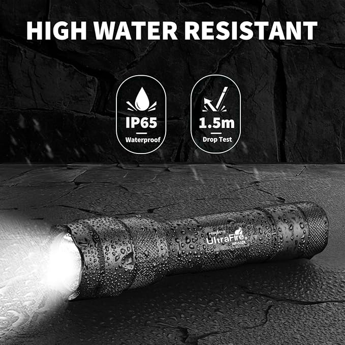 ULTRAFIRE Tactical Flashlight with Holster Pouch, 1000 Lumen Single Mode Police Flashlight for Duty Belt, Super Bright EDC Flash Light with Belt Holster, WF-502B