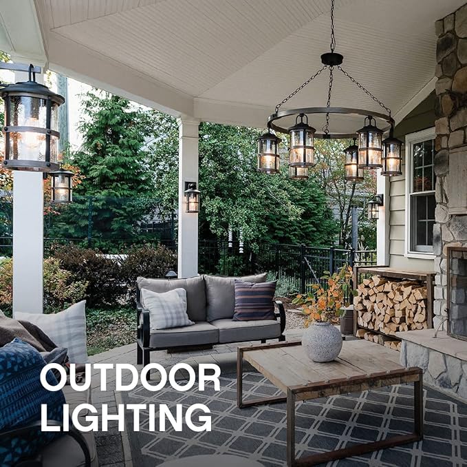 Hinkley Atwater Medium Wall Mount Outdoor Lantern - Composite, Clear Seedy Glass, Anti-Fade, LED Included - Black Finish