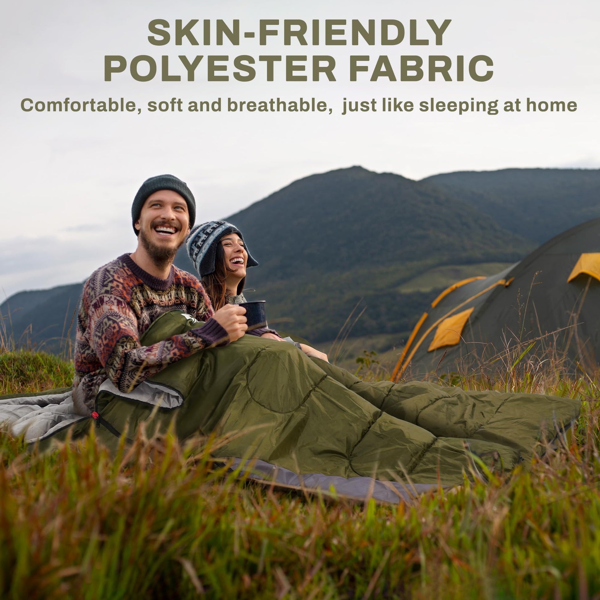 Elevon Sleeping Bag for Adults Teens Kids Cold Warm Weather, Portable Waterproof & Lightweight