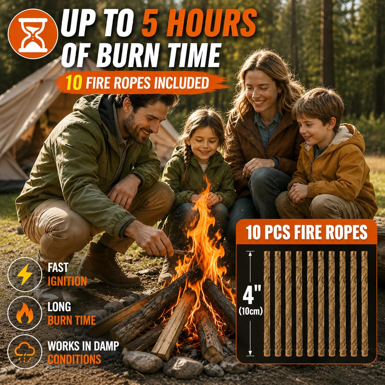 34PCS Fire Starter Survival Kit with 3 Ferro Rods & Striker Tinder