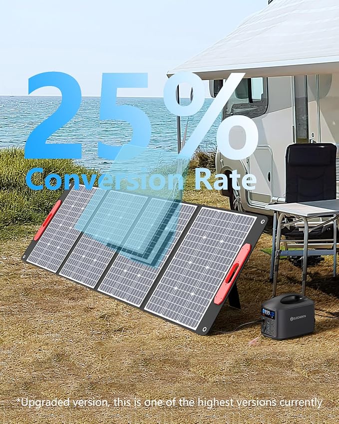 ELECAENTA 300W Solar Panel, 25% High Efficiency (Upgraded Version), Ultra Lightweight, Flexible and Foldable ETFE Portable Solar Charger for Power Station Generator Outdoors RV Camping Off Grid
