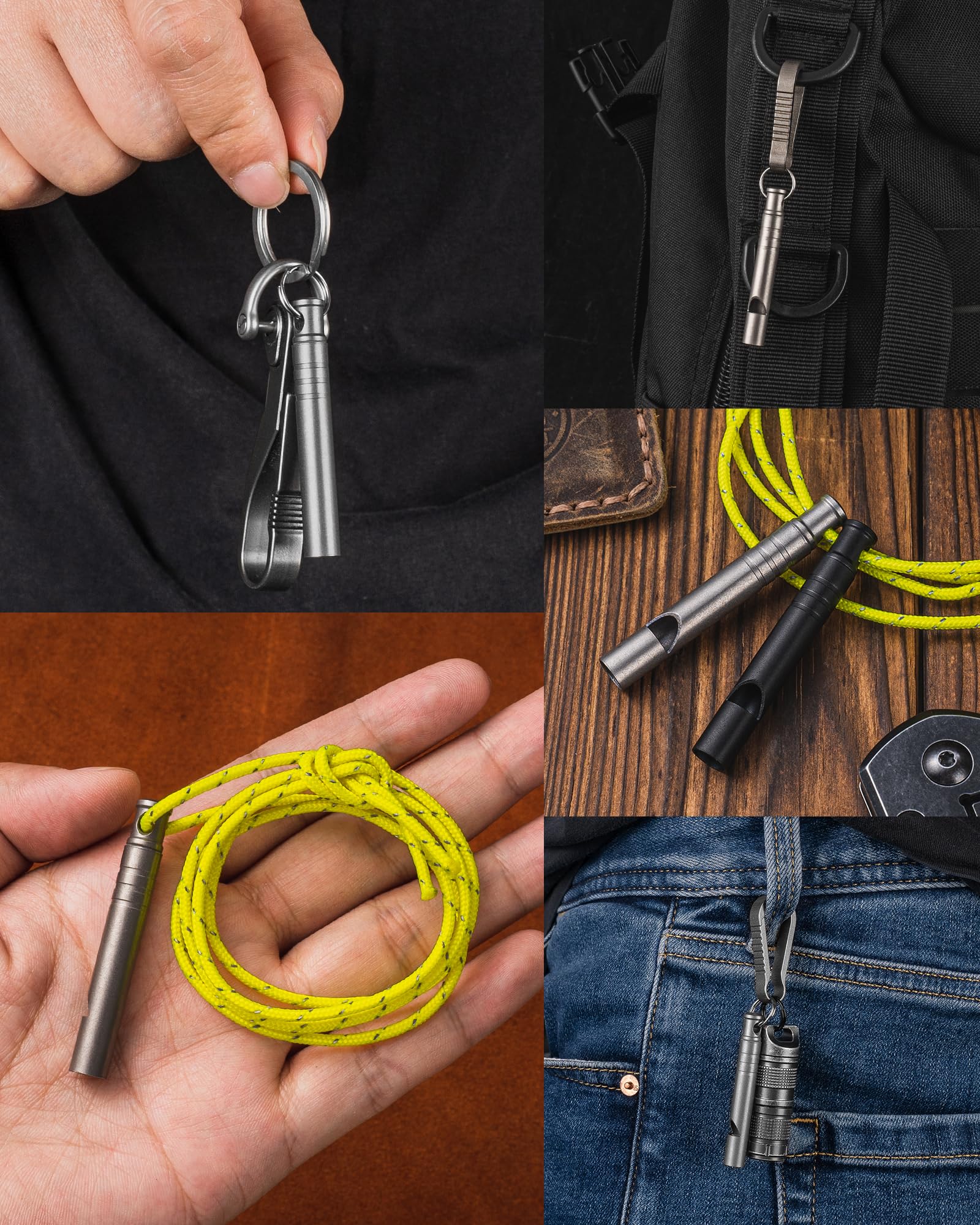 TISUR Titanium Emergency Whistle,Dog Whistle (Gray-2PCS)