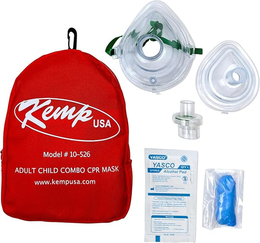 Kemp USA First Aid Adult and Infant CPR Mask Combo Kit (10)