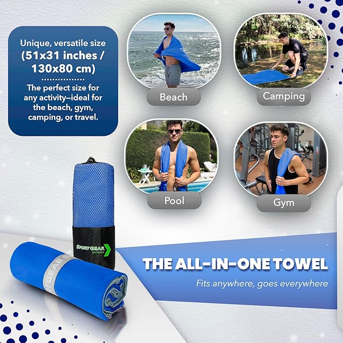 Quick Dry Camping & Travel Towel-Microfiber Travel Sports Towel, Microfiber Beach & Gym Sweat Towels For Men & Women Body, Travel Towels Fast Drying Lightweight, Quick Dry Towels For Travel