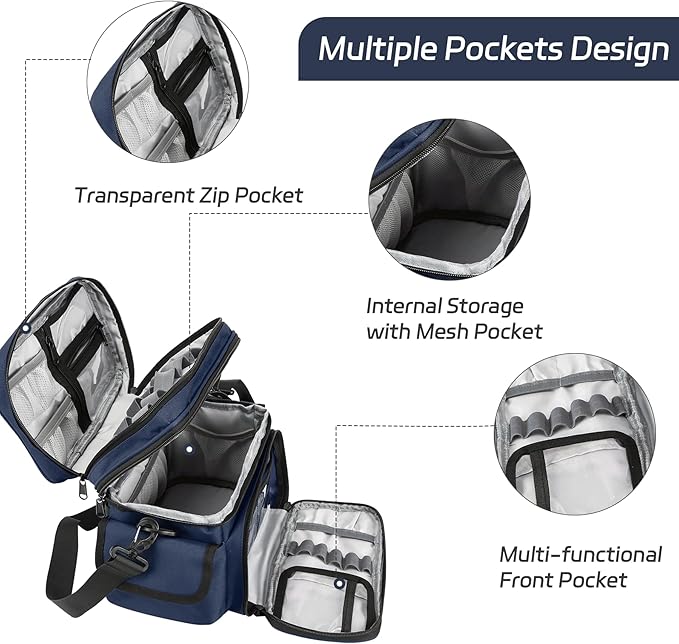 Double Layer First Aid Bag Medical Bag Empty Emergency First Responder Organizer for Nurses,Home Health Care, EMT BLUE