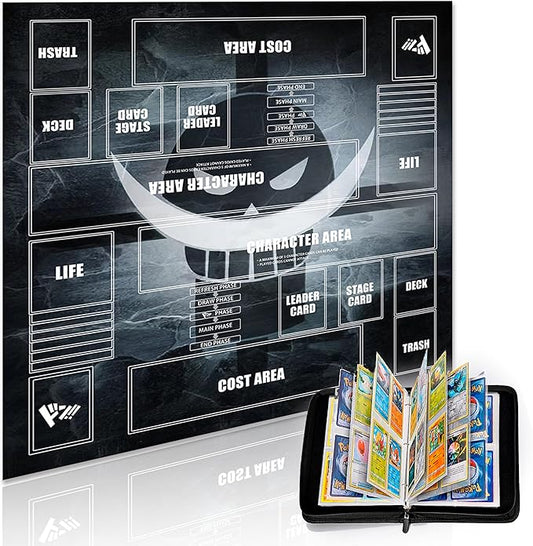 Playmat for One Piece Card Game for Two Players, 24x24 inches, with 4-Pocket Card Binder Set and 400+ Card Capacity (Smell)
