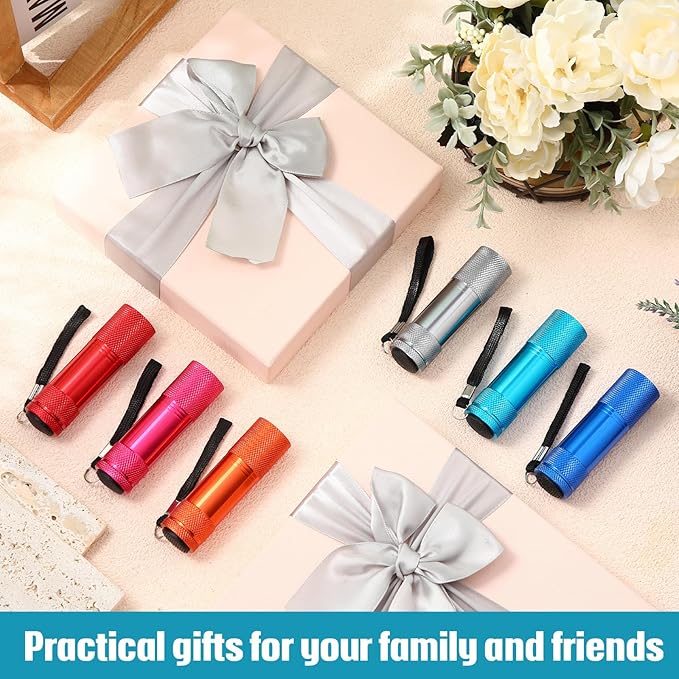 VIHOSE 20 Pcs Mini Flashlights Bulk, Bright Aluminum Handheld Flash Light with Lanyard Small LED Flashlights for Night Reading Emergency Hurricane Camping Hiking, Batteries Not Included(Lovely)