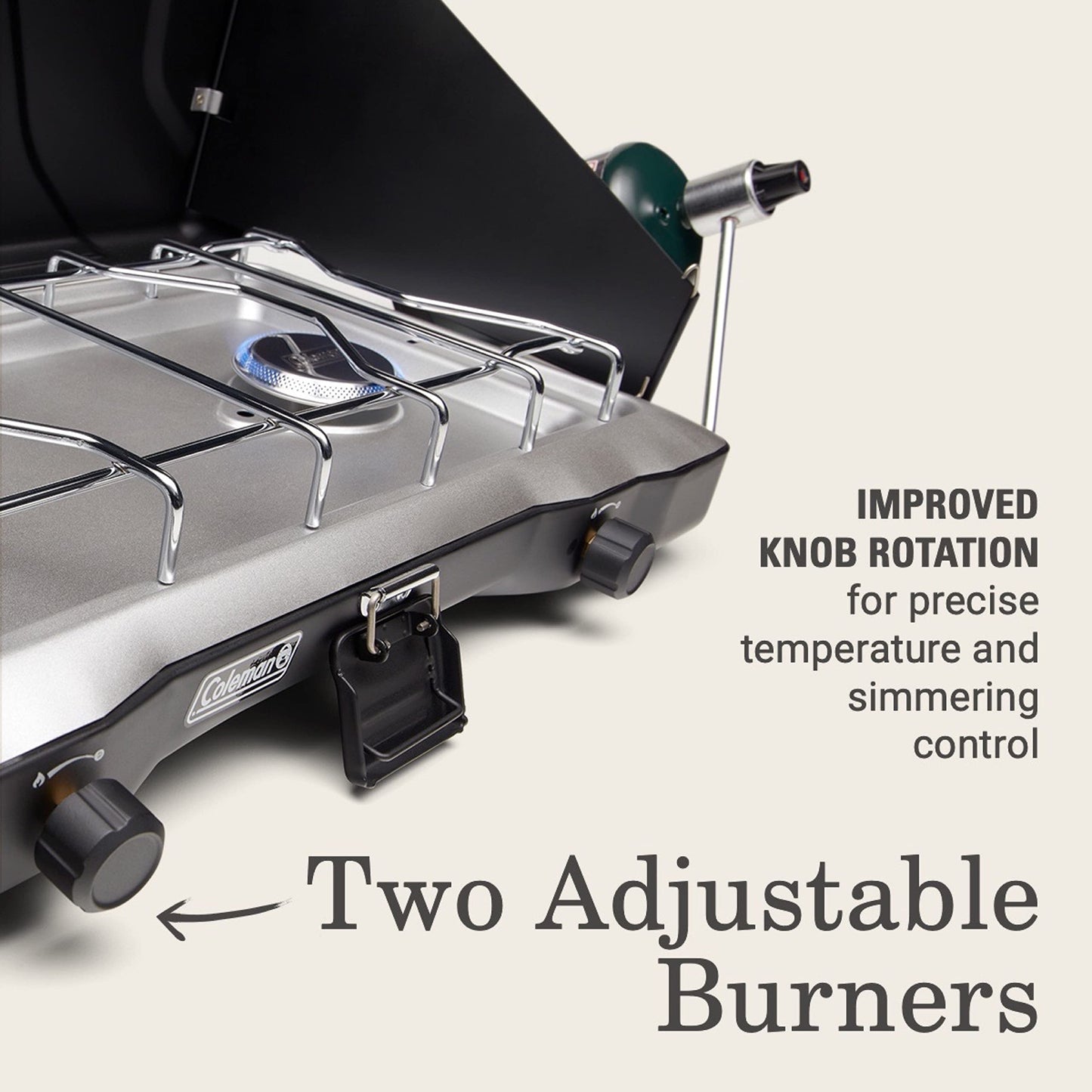 Coleman Triton 2-Burner Propane Stove, Portable Camping Cooktop with 2 Adjustable Burners & Wind