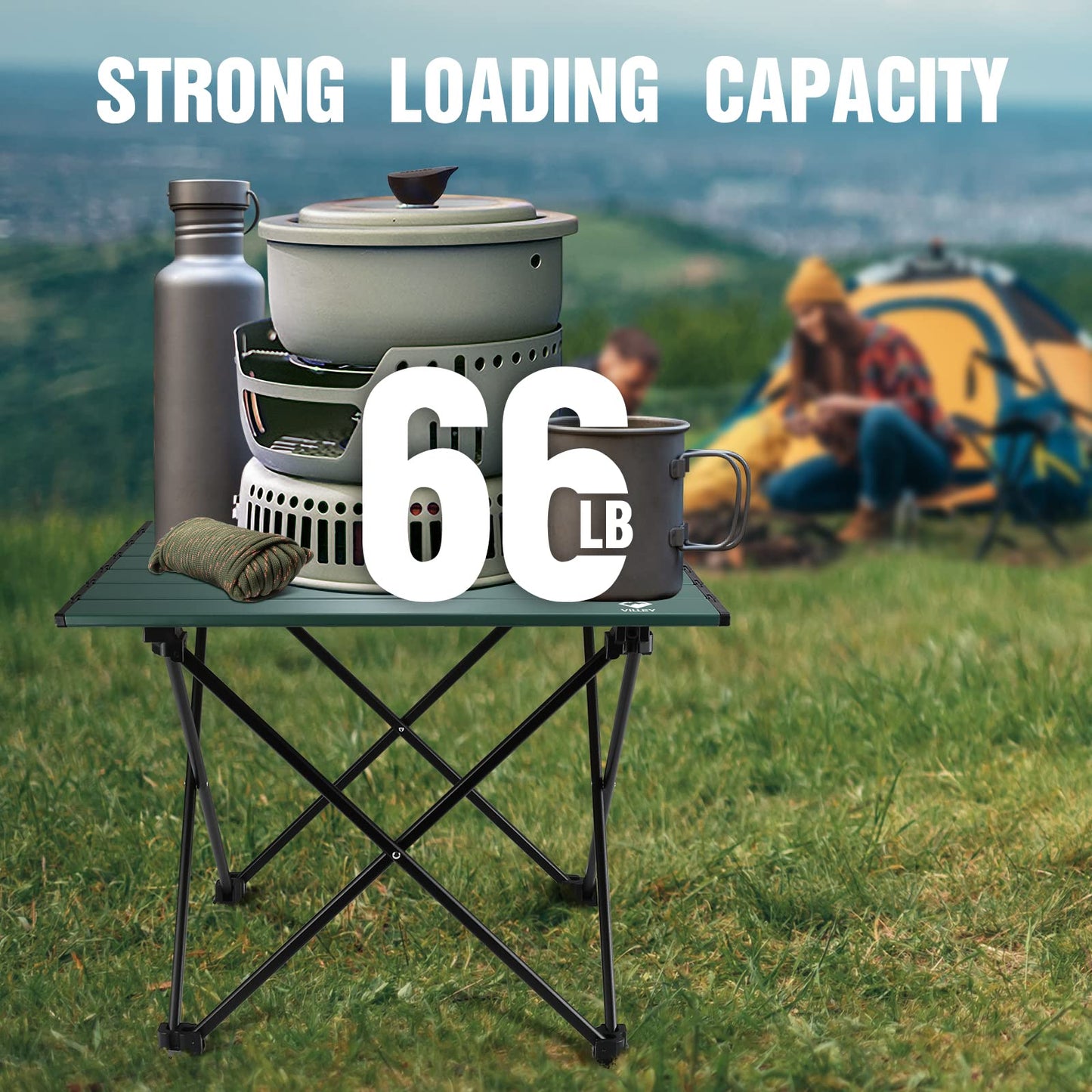 VILLEY Portable Camping Side Table, Ultralight Aluminum Folding Beach Table