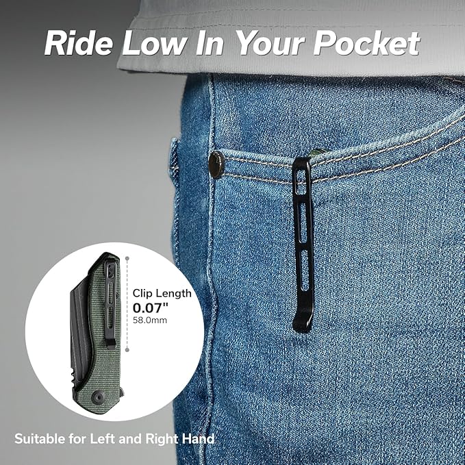 CIVIVI Pocket Knife for Men, ExOne Folding Knife with Flipper, 2.94" Nitro-V Reverse Tanto Blade Micarta Handle for Perfect EDC Gift C23036-3