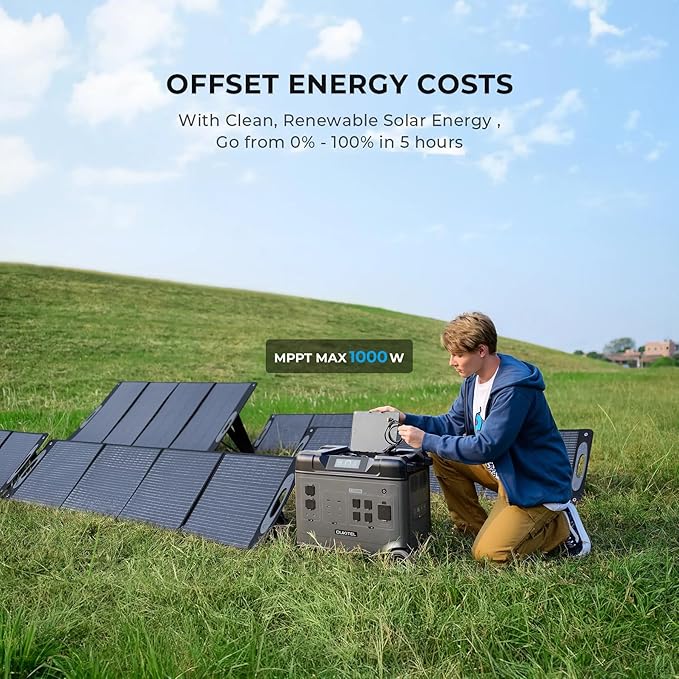 OUKITEL P5000 Solar Generator with 2x400W Panels, 5120Wh Solar power station with 5x2200W AC Outlets (4000W Peak), 1800W Fast Charging, Emergency Power Station for Home, Camping & RVs, Battery Backup