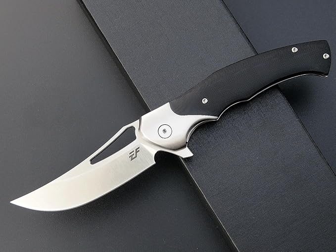 Eafengrow EF7 Folding Knife K110 Steel Blade G10& Stainless Steel Handle EDC Tool Knives for Outdoor Working Camping Hiking(black)