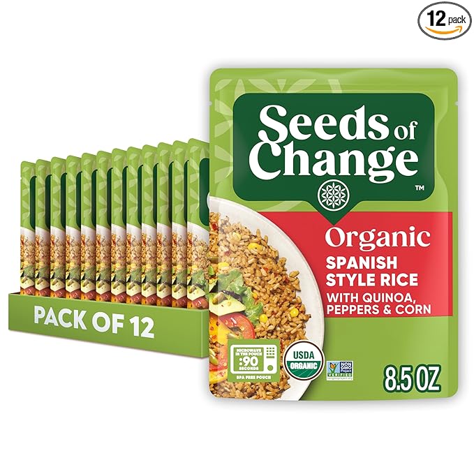 SEEDS OF CHANGE Certified Organic Spanish Style Rice With Quinoa, Peppers & Corn, Organic Food (Pack of 12)