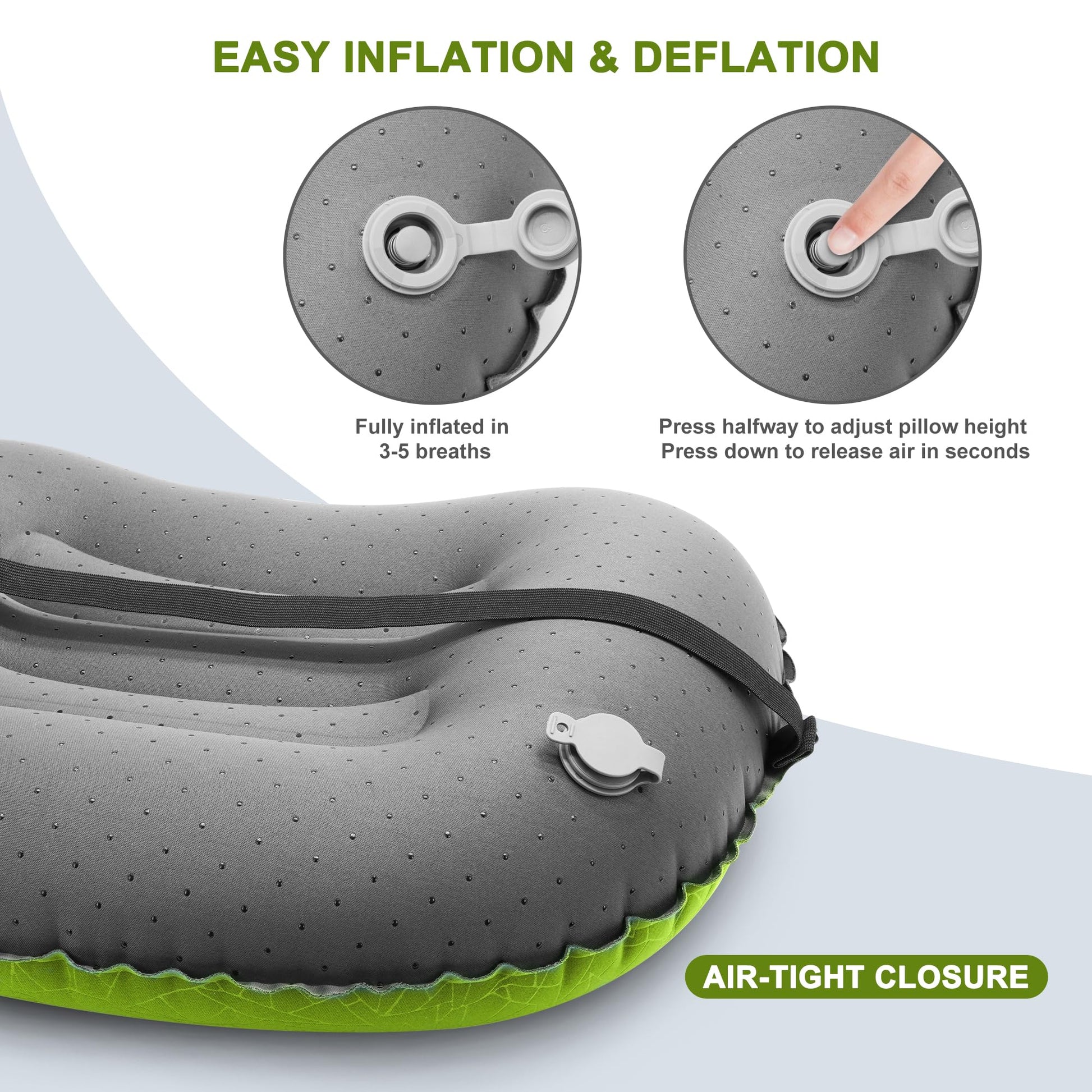 BreezCamp Inflatable Camping Pillow, Travel Blow Up Air Pillow, Neck Lumbar Support Ultralight