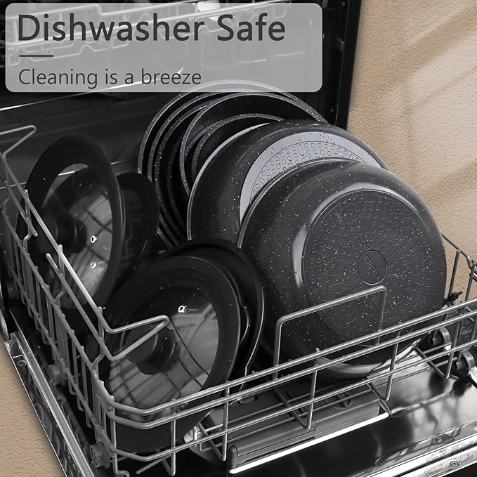 GiPP Ceramic Pots and Pans Set Non Stick, 11 Piece Nonstick Detachable Handle Cookware Sets, Non Toxic Induction Kitchen Pot and Pan with Removable Handle, Healthy RV Cookware, Dishwasher ＆Oven Safe