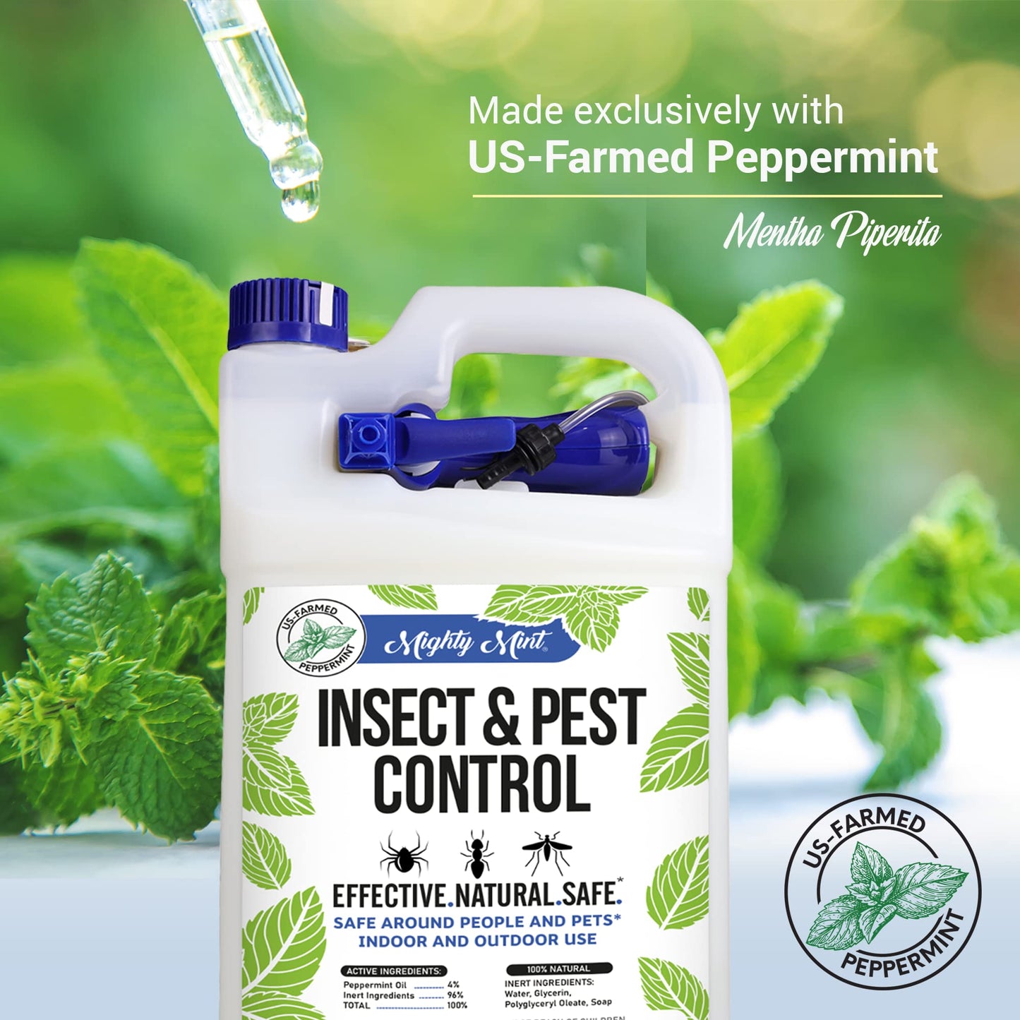 Mighty Mint Peppermint Oil Insect Repellent Spray, 1 Gallon (128 oz)