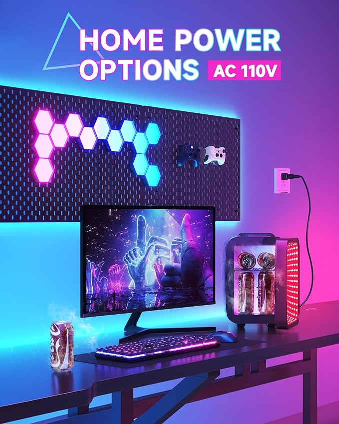 Mini Fridge, 4 Liter/6 Cans Small Refrigerator With Dimmable LED Light,AC/DC Portable Thermoelectric Cooler and Warmer Gaming mini fridge for Bedroom,Office,Gaming room and Car (Black)