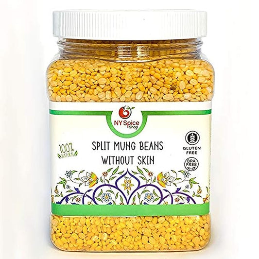 NY SPICE SHOP Split Mung Beans – 1.5 Pound Yellow Mung lentils – Split Mung Dal (without Skin) – Moong Dal Beans – Protein & Fiber Rich lentils - Best for Cooking & kitchar