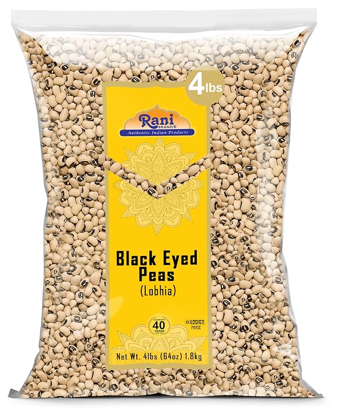 Rani Black Eyed Peas, Dried Cowpeas (Lobhia) 64oz (4lbs) 1.81kg Bulk ~ All Natural | Vegan | Kosher | Gluten Friendly | Product of USA