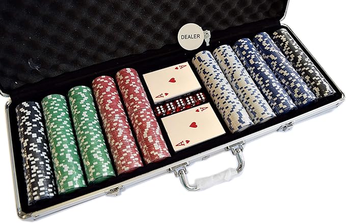HAN'S DELTA Poker Chip Set 11.5 Gram for Texas Holdem, Blackjack, Casino Gambling with Aluminum Case, Cards, Dealer Button (Choose 300 or 500 Chips Set)