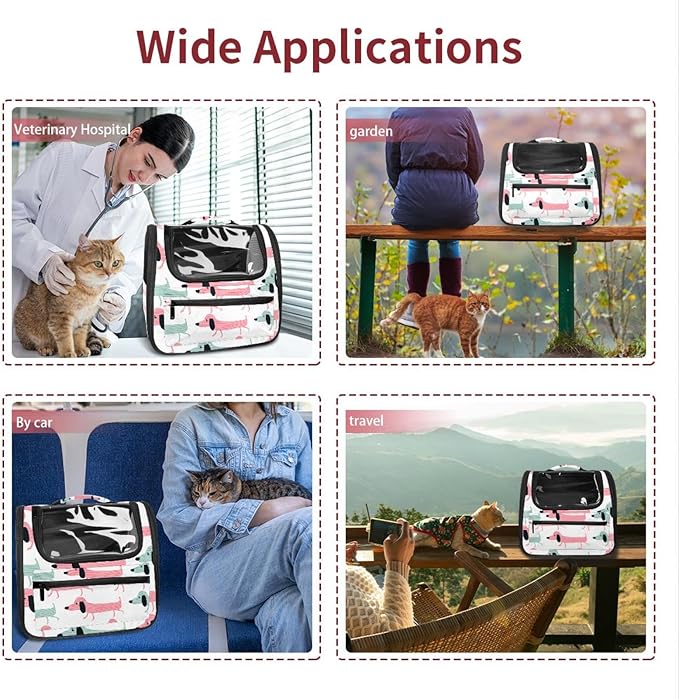 Funny Dachshund Dogs Pet Carrier Airline Approved Pet Carrier Bag Dog Carrier for Small Medium Cats Dogs Puppies Kitten