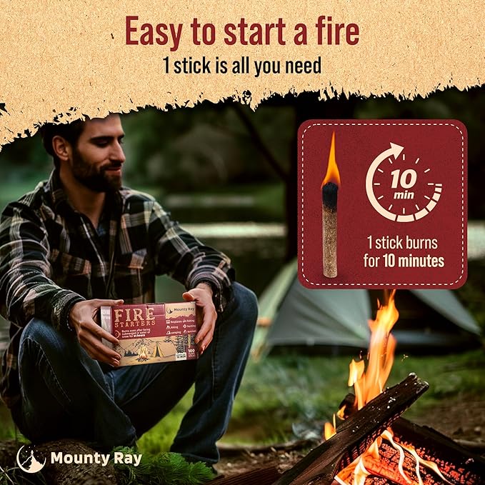 100 pcs Fire Starters for Campfires ??Waterproof??All-Weather Fire Starters ??for Indoor & Outdoor Use
