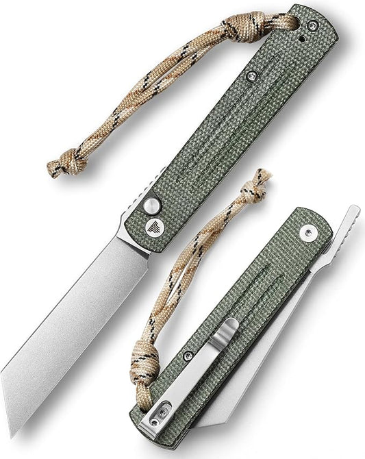 Japanese Higonokami Razor Button Lock Folding Pocket Knife for Men or Women, EDC Tool Camping Outdoor Knives with Pocket Clipï¼?.2" 10Cr15CoMoV Blade and Micarta Handle Hydra-04G