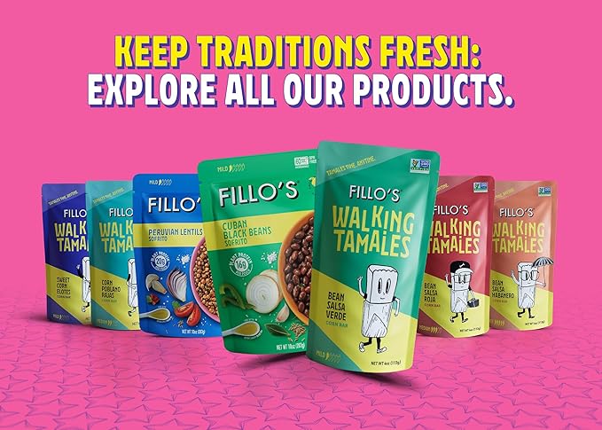 Fillo's Walking Tamales Sweet Corn Elotes, Pk of 7, Ready-to-Eat, Delicious, Gluten-Free, Preservative-Free, Vegan Friendly, Microwavable, Non-GMO